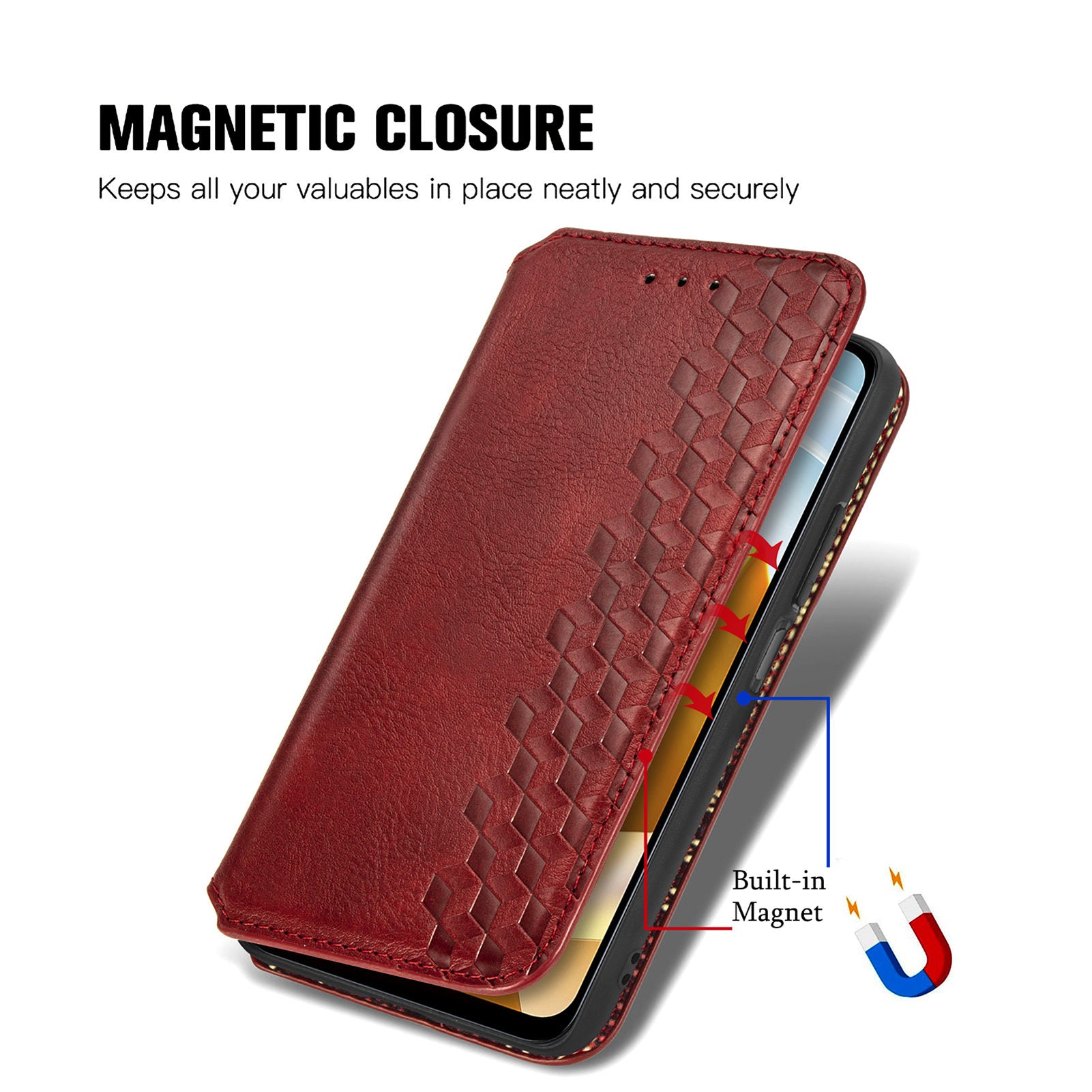 For Xiaomi Poco M5 4G Rhombus Imprinted PU Leather Case Stand Magnetic Absorption Wallet Flip Protective Phone Cover For Xiaomi Poco M5 4G Rhombus Imprinted PU Leather Case Stand Magnetic Absorption Wallet Flip Protective Phone Cover